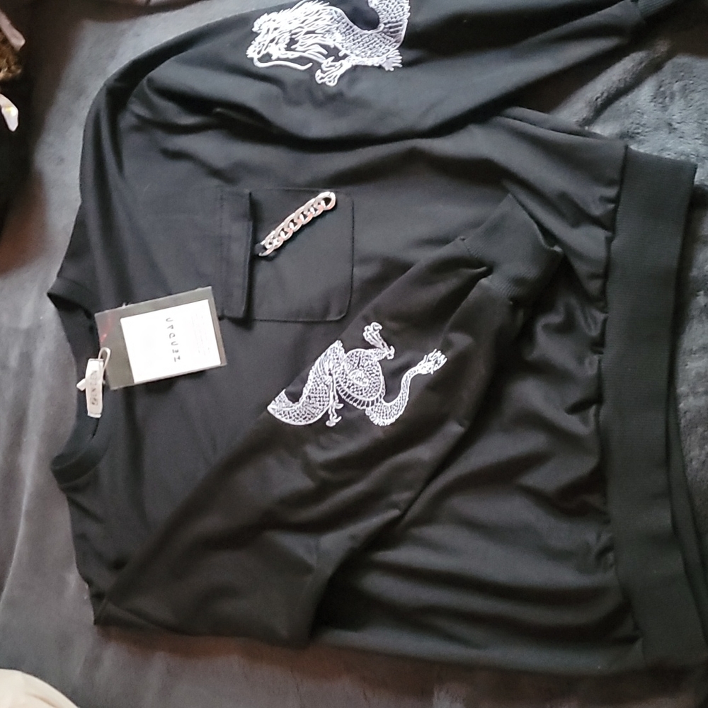 Black Dragon Embroidered Crop Top